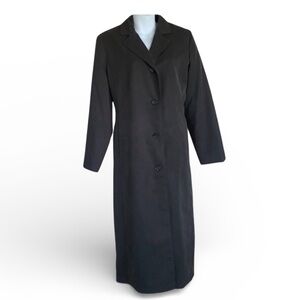 Anne Klein long grey coat/duster, pockets, tailored, removable liner. 8P EUC